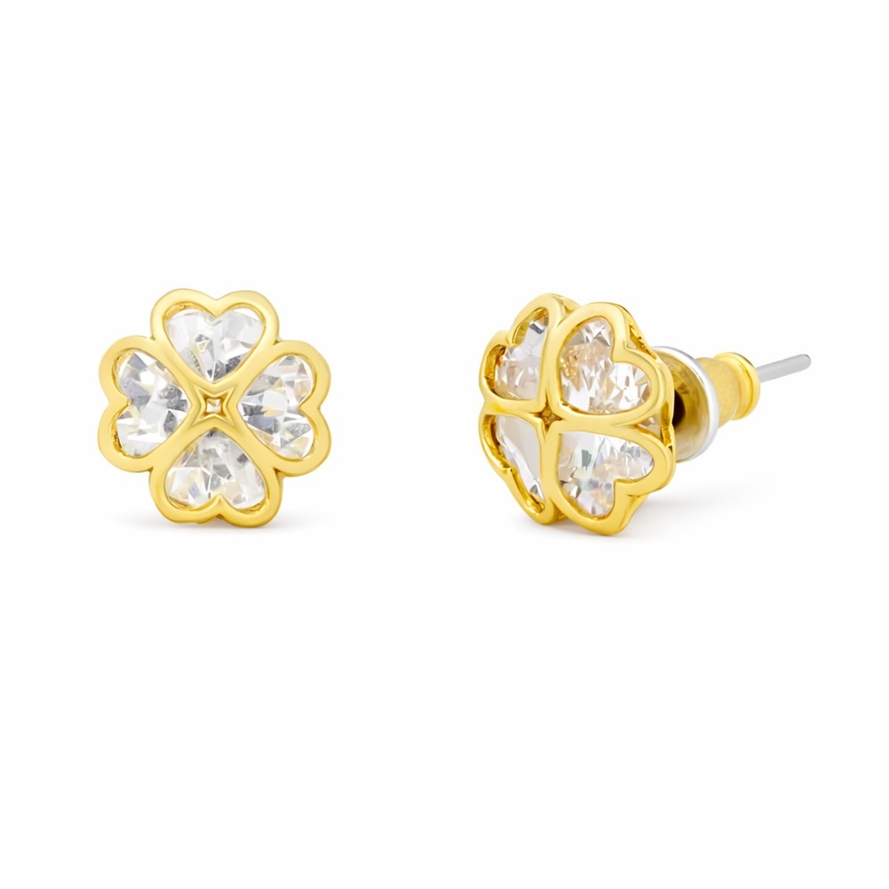 Kate Spade Something Sparkly Spade Clear & Gold Earrings